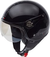 DEMM Fashion Scooterhelm Motorhelm Glans zwart - L / 59 cm