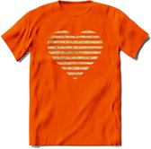 Valentijn Goud Hart T-Shirt | Grappig Valentijnsdag Cadeautje voor Hem en Haar | Dames - Heren - Unisex | Kleding Cadeau | - Oranje - S