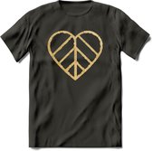 Valentijn Goud Hart T-Shirt | Grappig Valentijnsdag Cadeautje voor Hem en Haar | Dames - Heren - Unisex | Kleding Cadeau | - Donker Grijs - M