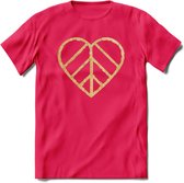 Valentijn Goud Hart T-Shirt | Grappig Valentijnsdag Cadeautje voor Hem en Haar | Dames - Heren - Unisex | Kleding Cadeau | - Roze - L