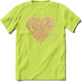 Valentijn Goud Hart T-Shirt | Grappig Valentijnsdag Cadeautje voor Hem en Haar | Dames - Heren - Unisex | Kleding Cadeau | - Groen - XXL