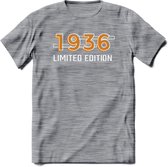 1936 Limited Edition T-Shirt | Goud - Zilver | Grappig Verjaardag en Feest Cadeau Shirt | Dames - Heren - Unisex | Tshirt Kleding Kado | - Donker Grijs - Gemaleerd - 3XL