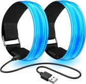 Sportarmband | LED | Blauw | 2 Stuks | USB Oplaadbaar | Reflectie