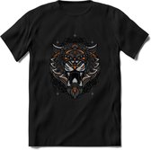 Tijger - Dieren Mandala T-Shirt | Oranje | Grappig Verjaardag Zentangle Dierenkop Cadeau Shirt | Dames - Heren - Unisex | Wildlife Tshirt Kleding Kado | - Zwart - S