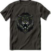 Tijger - Dieren Mandala T-Shirt | Groen | Grappig Verjaardag Zentangle Dierenkop Cadeau Shirt | Dames - Heren - Unisex | Wildlife Tshirt Kleding Kado | - Donker Grijs - M