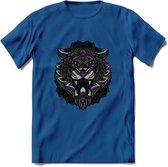 Tijger - Dieren Mandala T-Shirt | Paars | Grappig Verjaardag Zentangle Dierenkop Cadeau Shirt | Dames - Heren - Unisex | Wildlife Tshirt Kleding Kado | - Donker Blauw - S