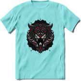 Tijger - Dieren Mandala T-Shirt | Rood | Grappig Verjaardag Zentangle Dierenkop Cadeau Shirt | Dames - Heren - Unisex | Wildlife Tshirt Kleding Kado | - Licht Blauw - M