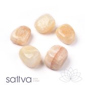 Sattva Rocks | Topaas Jade, edelstenen knuffelstenen 5 stuks in een velours kado zakje (5x±22mm) GELUK, VOORSPOED & LIEFDE