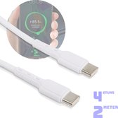 4x USBC Kabels met 60W Snellaadfunctie - Versterkt - Flexibel - 2 Meter Lange USB C Oplader Snoer Oplaadkabel Snellaadkabel
