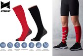 Sport Essentials - Compressiekousen - Compressie Sokken - 2 Pack - Rood/Zwart - Maat 35-38 - Steunkousen - Skisokken