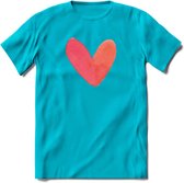 Valentijn Pastel waterverf Hart T-Shirt | Grappig Valentijnsdag Cadeautje voor Hem en Haar | Dames - Heren - Unisex | Kleding Cadeau | - Blauw - M