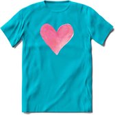 Valentijn Pastel waterverf Hart T-Shirt | Grappig Valentijnsdag Cadeautje voor Hem en Haar | Dames - Heren - Unisex | Kleding Cadeau | - Blauw - M