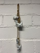 Decoratief touw met metalen vlinders - 6 witte vlinders - lengte 33x5x5cm - Woonaccessoires - Decoratieve hangers