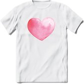 Valentijn Pastel waterverf Hart T-Shirt | Grappig Valentijnsdag Cadeautje voor Hem en Haar | Dames - Heren - Unisex | Kleding Cadeau | - Wit - XL