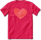 Valentijn Pastel waterverf Hart T-Shirt | Grappig Valentijnsdag Cadeautje voor Hem en Haar | Dames - Heren - Unisex | Kleding Cadeau | - Roze - S