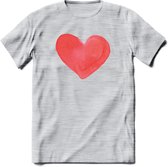 Valentijn Pastel waterverf Hart T-Shirt | Grappig Valentijnsdag Cadeautje voor Hem en Haar | Dames - Heren - Unisex | Kleding Cadeau | - Licht Grijs - Gemaleerd - XXL