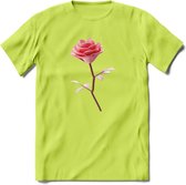 Valentijn roos Hart T-Shirt | Grappig Valentijnsdag Cadeautje voor Hem en Haar | Dames - Heren - Unisex | Kleding Cadeau | - Groen - XXL