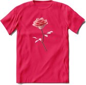 Valentijn roos Hart T-Shirt | Grappig Valentijnsdag Cadeautje voor Hem en Haar | Dames - Heren - Unisex | Kleding Cadeau | - Roze - S