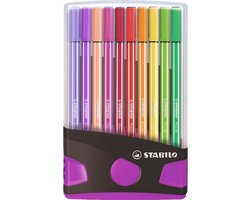 foto van STABILO Pen 68 - Premium Viltstift - ColorParade - Antraciet/Roze - Set Met 20 Verschillende Kleuren
