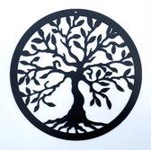 Serenti-Muurdecoratie- Levensboom-Tree of Life-FSC Zwarte MDF-diameter 30 cm-dikte 3 mm