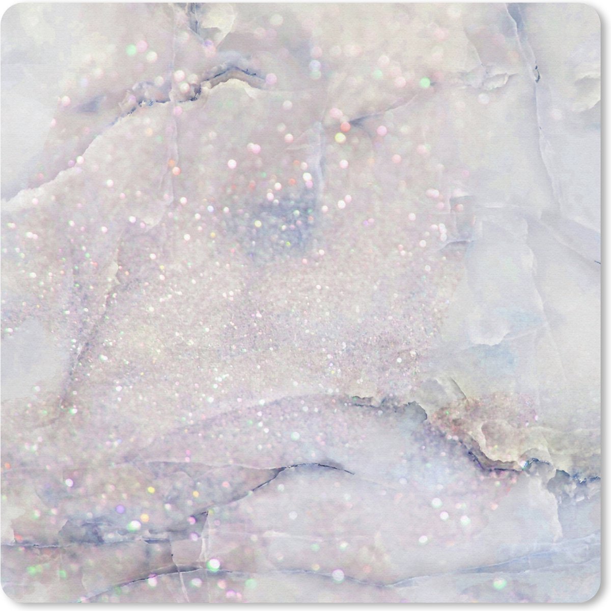 Muismat 20x20 cm - Mousepad Marmer - Glitter - Blauw - Muismatten