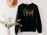 Lykke LGBTQ Unisex Love is Love Sweatshirt| Lgbt Pride Rainbow | Natuurlijke Kleurstof|Handgemaakt| Zwart Katoenen| Maat S