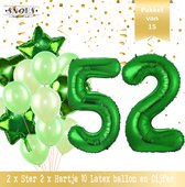 Cijfer Ballon 52 Jaar Groen Forrest Green Boeket * Hoera 52 Jaar Verjaardag Decoratie Set van 15 Ballonnen * 80 cm Verjaardag Nummer Ballon * Snoes * Verjaardag Versiering * Kinder