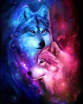 Diamond Painting 2 wolven 40 x 50  ronde steentjes
