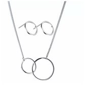 2-Delige set-Odi-Cirkel -Zilver-Ketting met oorknopjes-Minimalistisch-Charme Bijoux