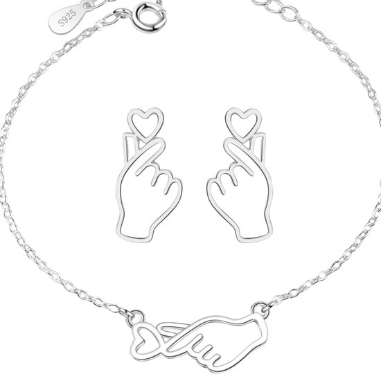 2-Delig-Armband met Oorbellen-Handjes-Zilver-Charme Bijoux