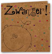 Zwanger - Kraft - Wenskaart - Handlettering - Dubbele kaart - Vierkant - Felicitatie - In verwachting