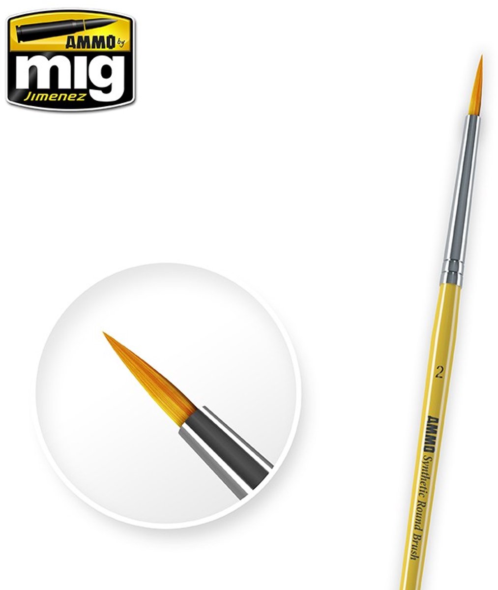 AMMO by Mig Jimenez Hobbypenseel - MIG 8614 2 Syntetic Round Brush Penseel