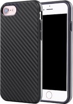Backcase Carbon Hoesje iPhone SE (2020) Zwart - Telefoonhoesje - Smartphonehoesje - Zonder Screen Protector