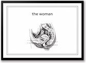 The woman zwart wit poster de vrouw | line art anatomie | wanddecoratie toilet | Liggend 40 x 30 cm