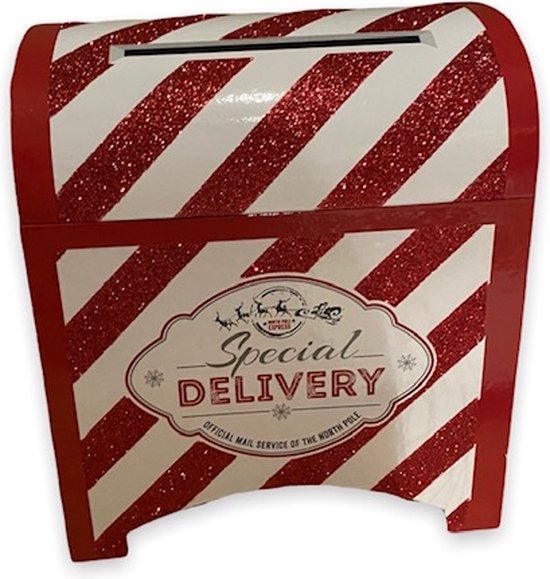 Boîte Aux Lettres Du Père Noël – Décoration De Noël En Métal Rouge (25 Cm) Avec Drapeau Mobile – Pour Maison, Sapin, Cheminée