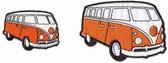 Volkswagen bus applicaties - 2 stuks - Strijk Embleem Patch - set van 2 - Oranje - VW