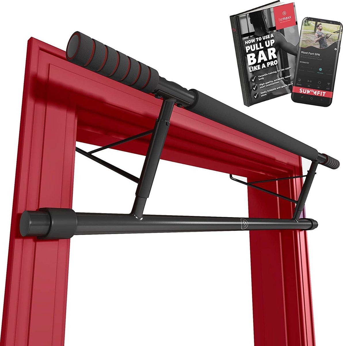 Barre De Traction HAPBEAR Sans Perçage – 72-95 Cm, Verrouillage 360°, Support 200 Kg, Poignées EVA