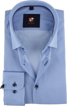 Suitable - Overhemd HBD Stippen Blauw - 42 - Heren - Slim-fit