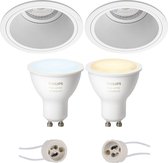 Pragmi Minko Pro - Inbouw Rond - Mat Wit - Verdiept - Ø90mm - Philips Hue - LED Spot Set GU10 - White Ambiance - Bluetooth - BES LED