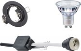 LED Spot Set - GU10 Fitting - Inbouw Rond - Mat Zwart - Kantelbaar Ø83mm - Philips - MASTER 927 36D VLE - 3.7W - Warm Wit 2200K-2700K - DimTone Dimbaar - BSE