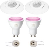Proma Nivas Pro - Inbouw Rond - Mat Wit - Trimless - Kantelbaar - Ø150mm - Philips Hue - LED Spot Set GU10 - White and Color Ambiance - Bluetooth