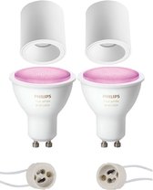 Prima Cliron Pro - Opbouw Rond - Mat Wit - Verdiept - Ø90mm - Philips Hue - Opbouwspot Set GU10 - White and Color Ambiance - Bluetooth