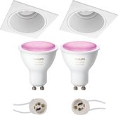 Luxino Minko Pro - Inbouw Vierkant - Mat Wit - Verdiept - 90mm - Philips Hue - LED Spot Set GU10 - White and Color Ambiance - Bluetooth