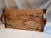 Houten tapasplank - borrelplank - serveerplank - dienblad - kaasplank - tapasplank - lederen handvaten