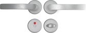 AXA Binnendeurbeslag set (Curve Klik) Aluminium geslepen: Kruk (model Blok Zwaar) op rozet voor toilet/badkamer