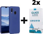 Siliconen Backcover Hoesje Samsung Galaxy A20e Blauw - 2x Gratis Screen Protector - Telefoonhoesje - Smartphonehoesje