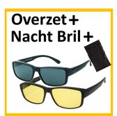 Overzet nachtbril SET + zonnebril auto polarized ( gepolariseerd ) / Auto avond bril