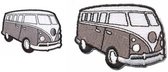 Volkswagen bus applicaties - 2 stuks - Strijk Embleem Patch - set van 2 - Grijs - VW