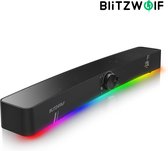 BlitzWolf BW-GS3 PC speakers - Soundbar - gaming computer luidspreker - met kleurrijke RGB-verlichting - 2.0-kanaals -360 ° stereogeluid -zwart - 479 x 66 x 51mm