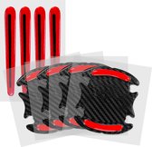 kwmobile 8x universele bescherming voor auto deurklink - Zelfklevende sticker voor auto deurhendel in zwart / rood - 9,1 x 8,3 + 13 x 1,7 cm